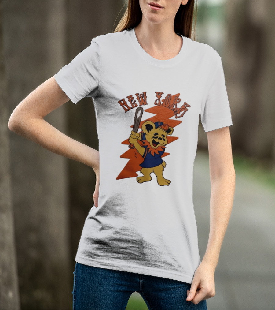 New York Grateful Dead Dancing Bear Batting Baseball Mets MLB T-Shirt