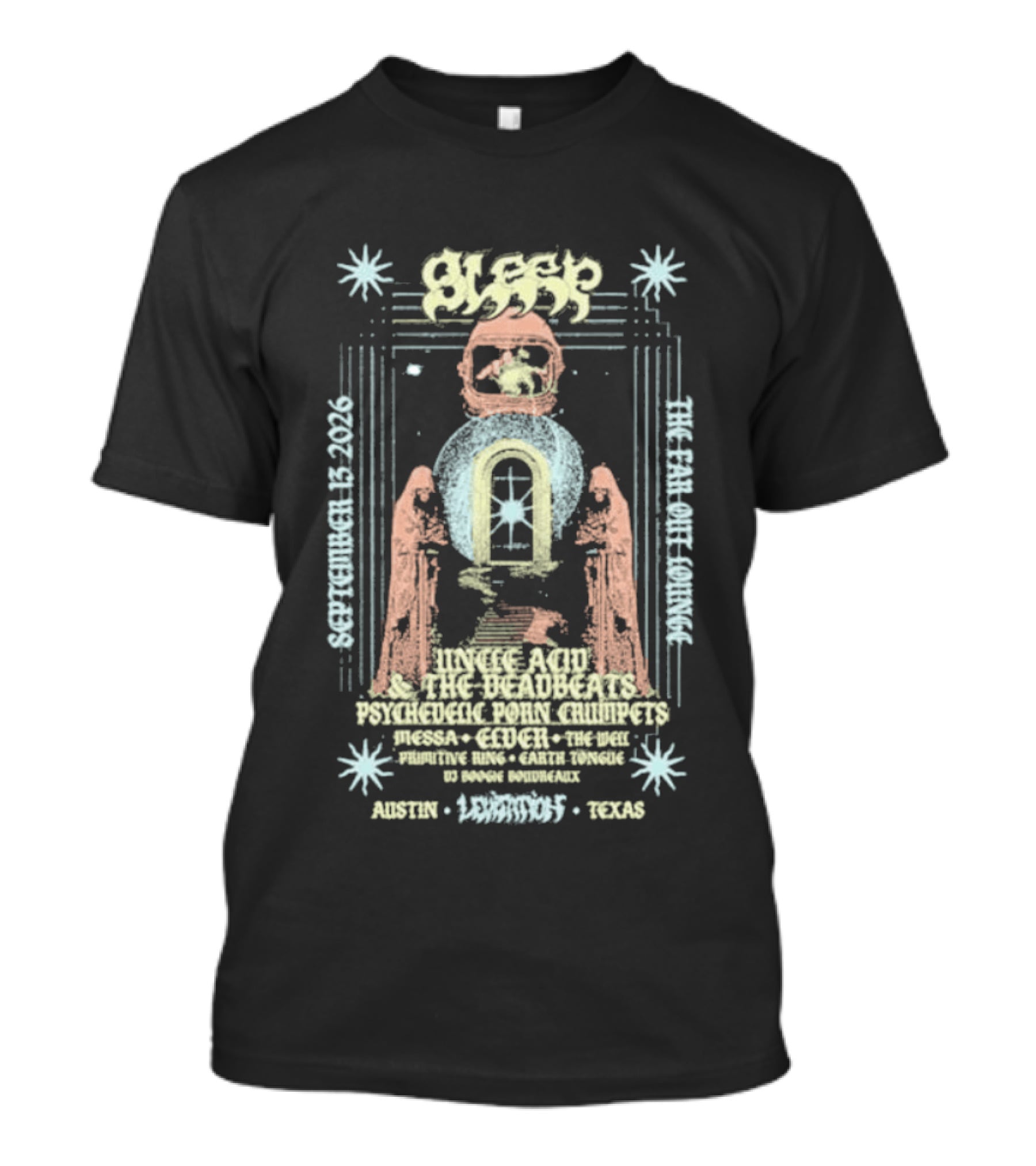 Sleep Levitation Festival 2026 Austin Texas September 13 Archway Skull T-Shirt