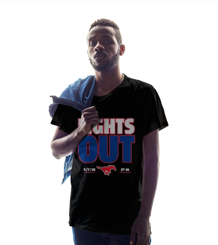 SMU Mustangs Football Lights Out 9 7 26 27 24 T-Shirt