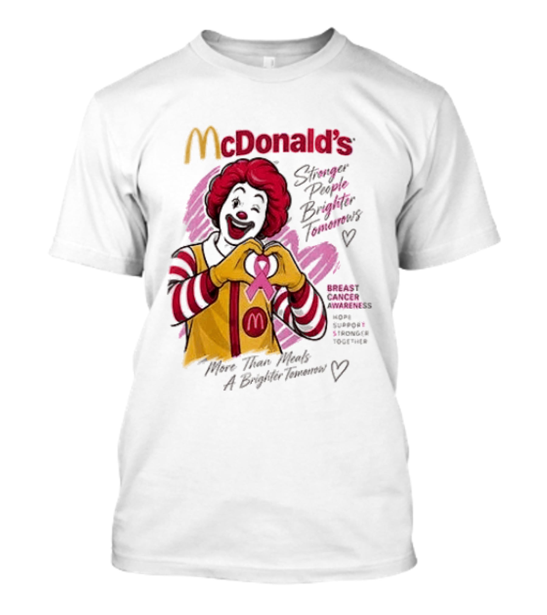 McDonald's Ronald McDonald Breast Cancer Awareness "More Than Meals A Brighter Tomorrow" Pink Ribbon T-Shirt