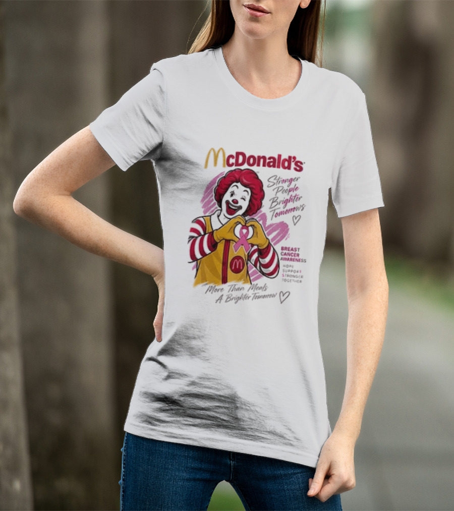 McDonald's Ronald McDonald Breast Cancer Awareness "More Than Meals A Brighter Tomorrow" Pink Ribbon T-Shirt