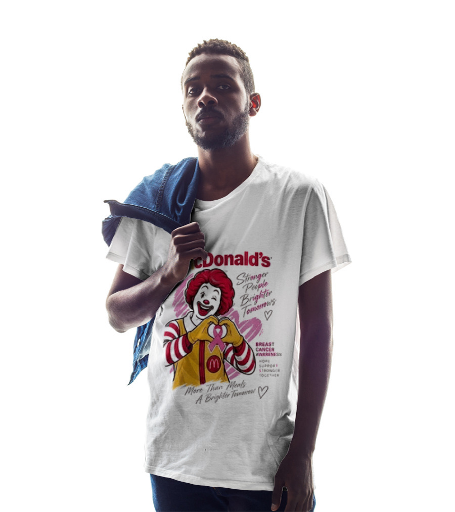 McDonald's Ronald McDonald Breast Cancer Awareness "More Than Meals A Brighter Tomorrow" Pink Ribbon T-Shirt
