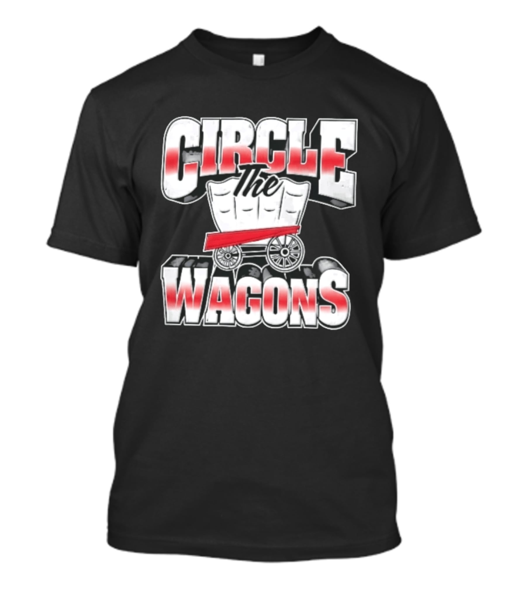 Circle The Wagons Pioneer Covered Wagon Red White 3D T-Shirt