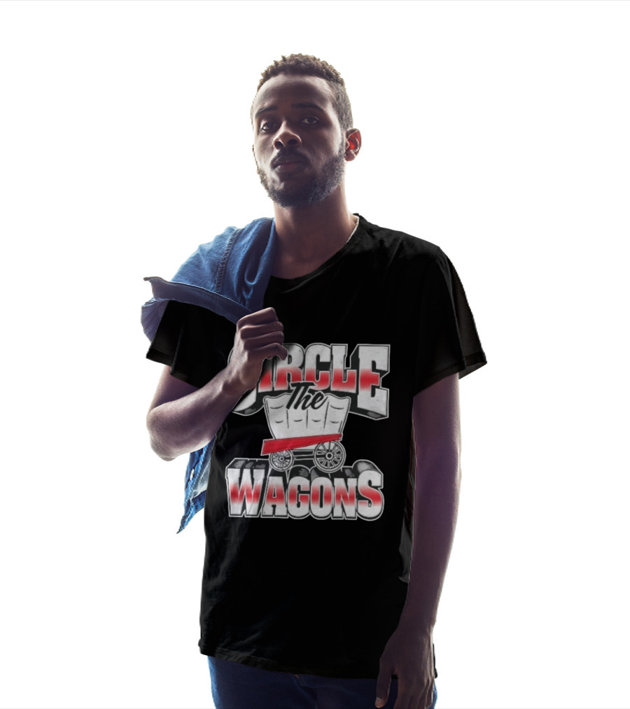 Circle The Wagons Pioneer Covered Wagon Red White 3D T-Shirt