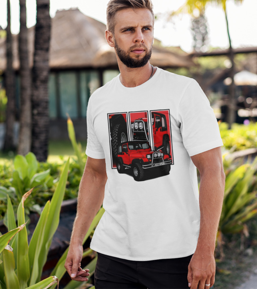 Red Jeep Wrangler 4x4 Off Road Adventure Vehicle Four Wheel Drive T-Shirt