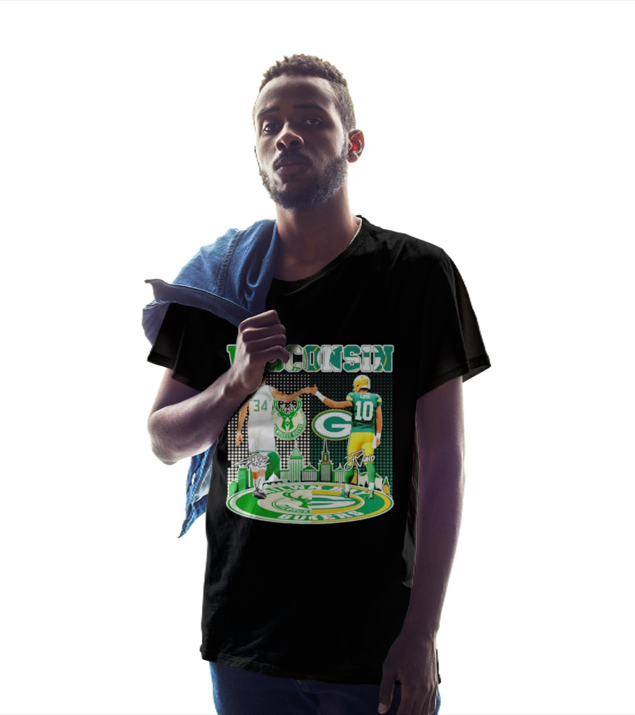 Wisconsin Milwaukee Bucks Giannis Antetokounmpo Green Bay Packers Jordan Love T-Shirt