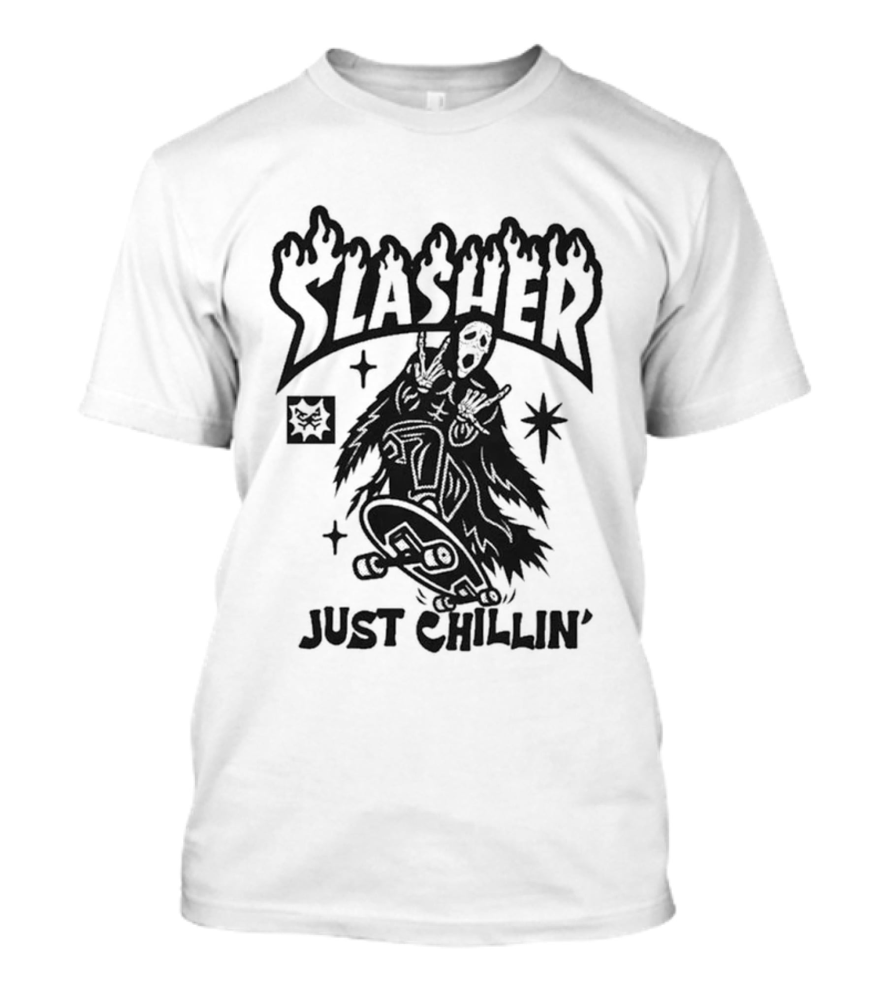 Slasher Just Chillin' Ghostface Skateboard Scream Horror T-Shirt