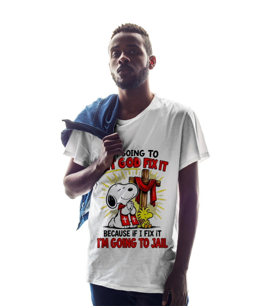I'm Going To Let God Fix It Snoopy Woodstock Religious Cartoon T-Shirt