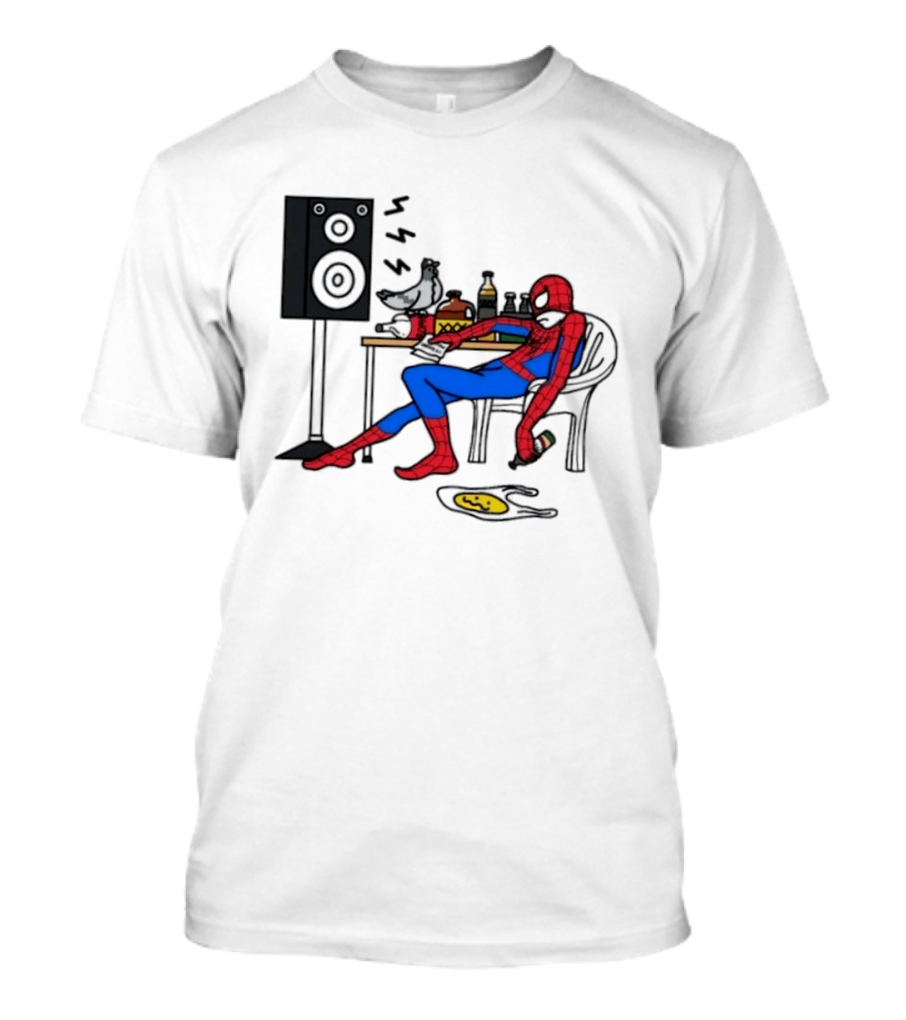 Spider Man Te Quiero Romo Drinking Marvel Speaker Table Scene T-Shirt