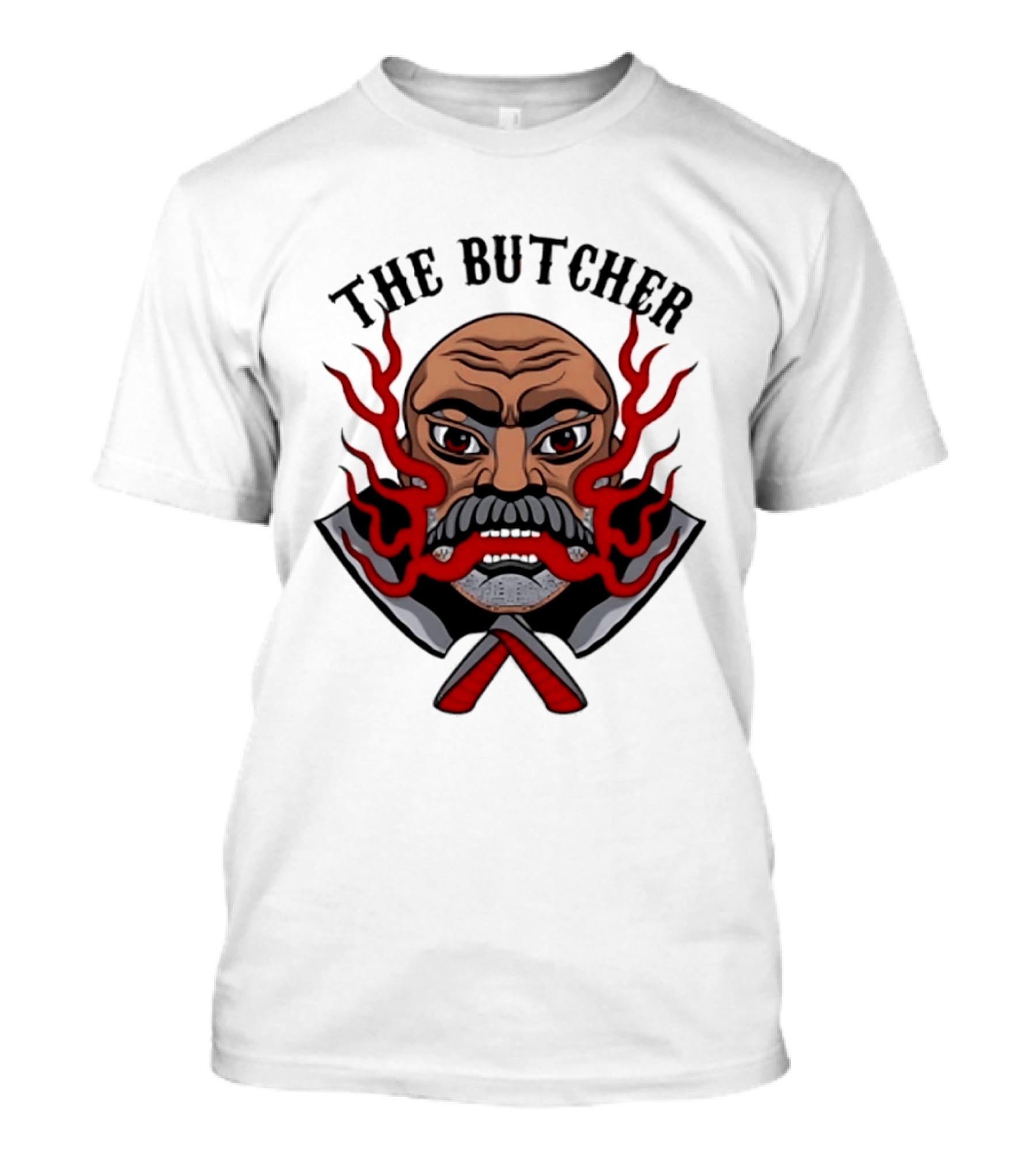 The Butcher AEW Professional Wrestling Skull Flames Axes T-Shirt