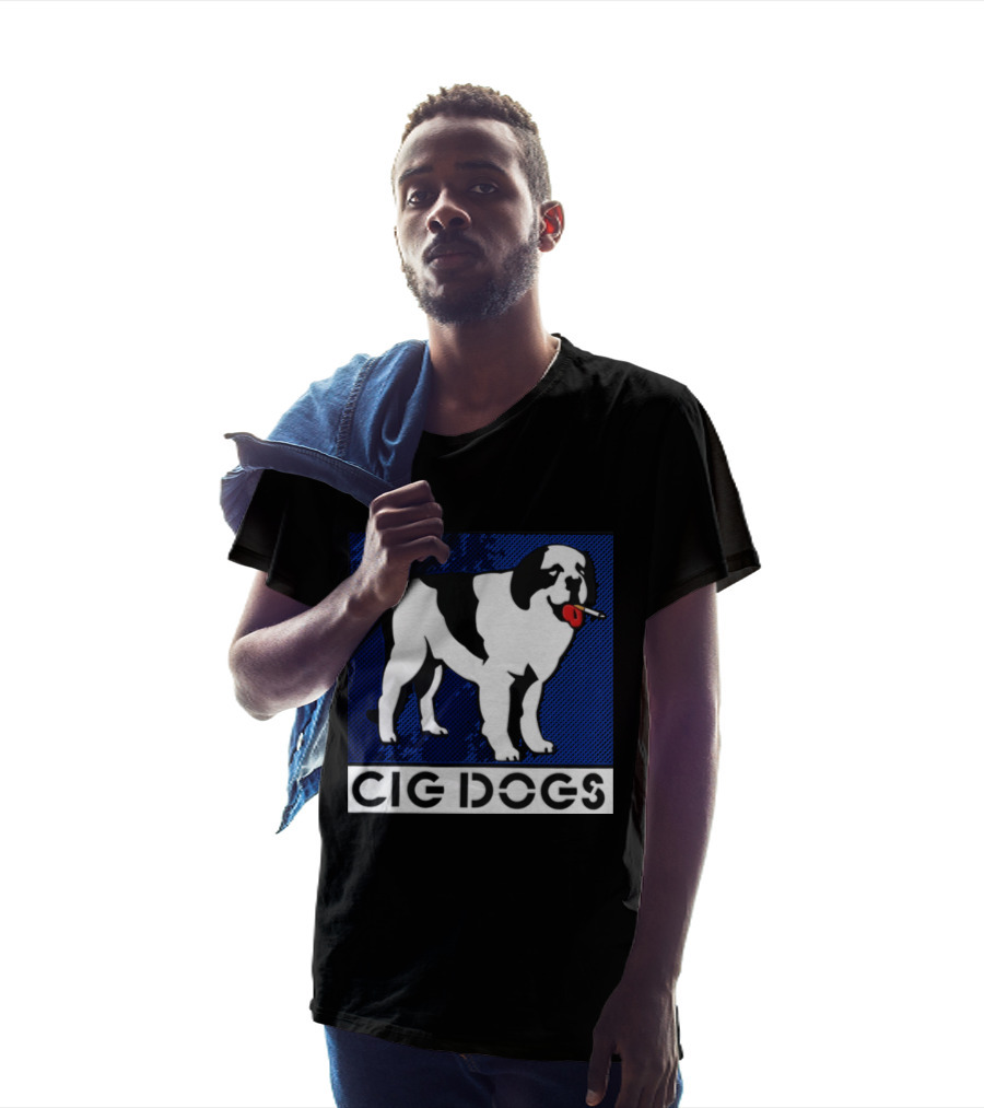 Cig Dogs Saint Bernard Smoking Cigarette Funny Canine T-Shirt
