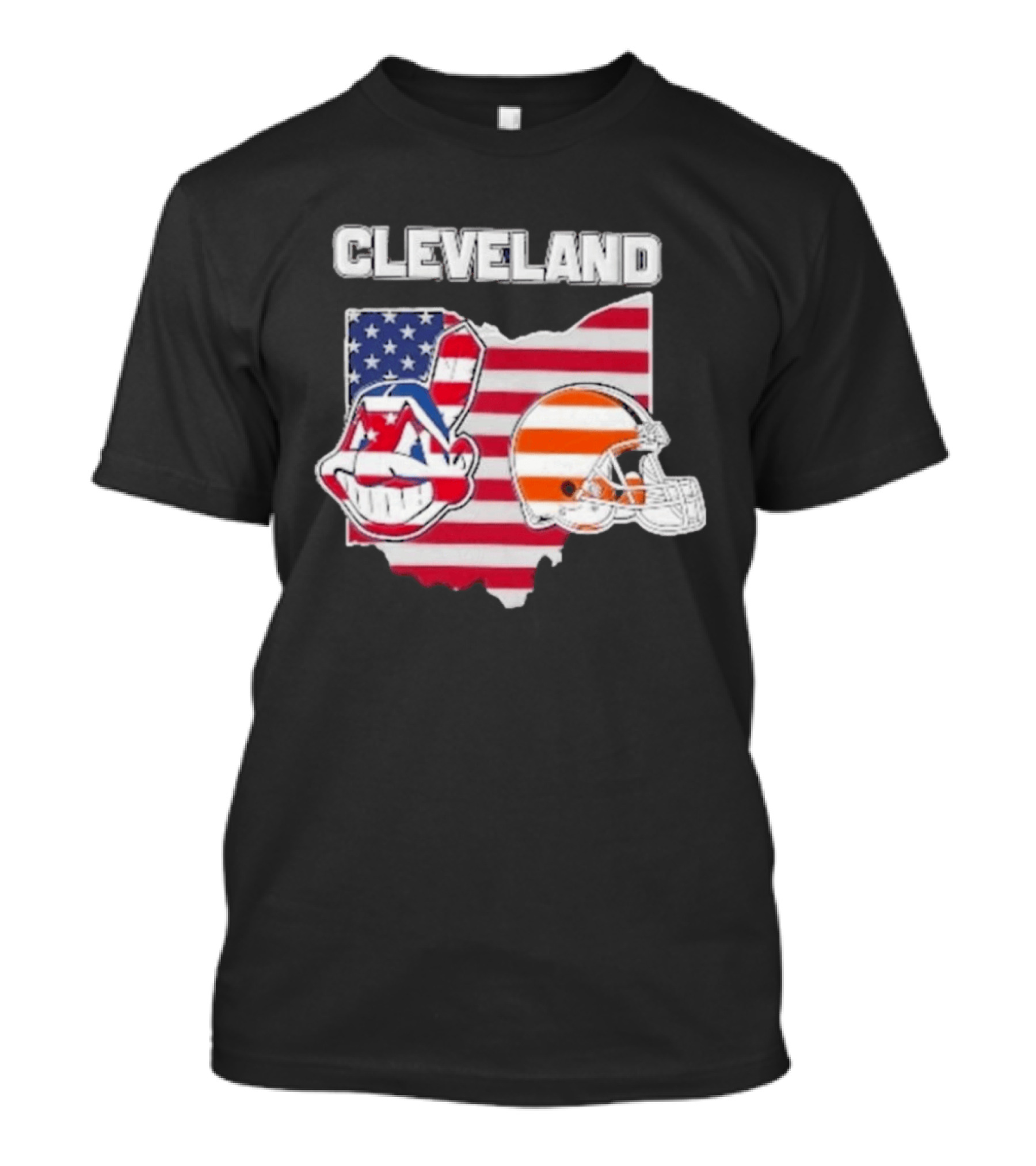 Cleveland Indians Browns Ohio State Map With Flags T-Shirt