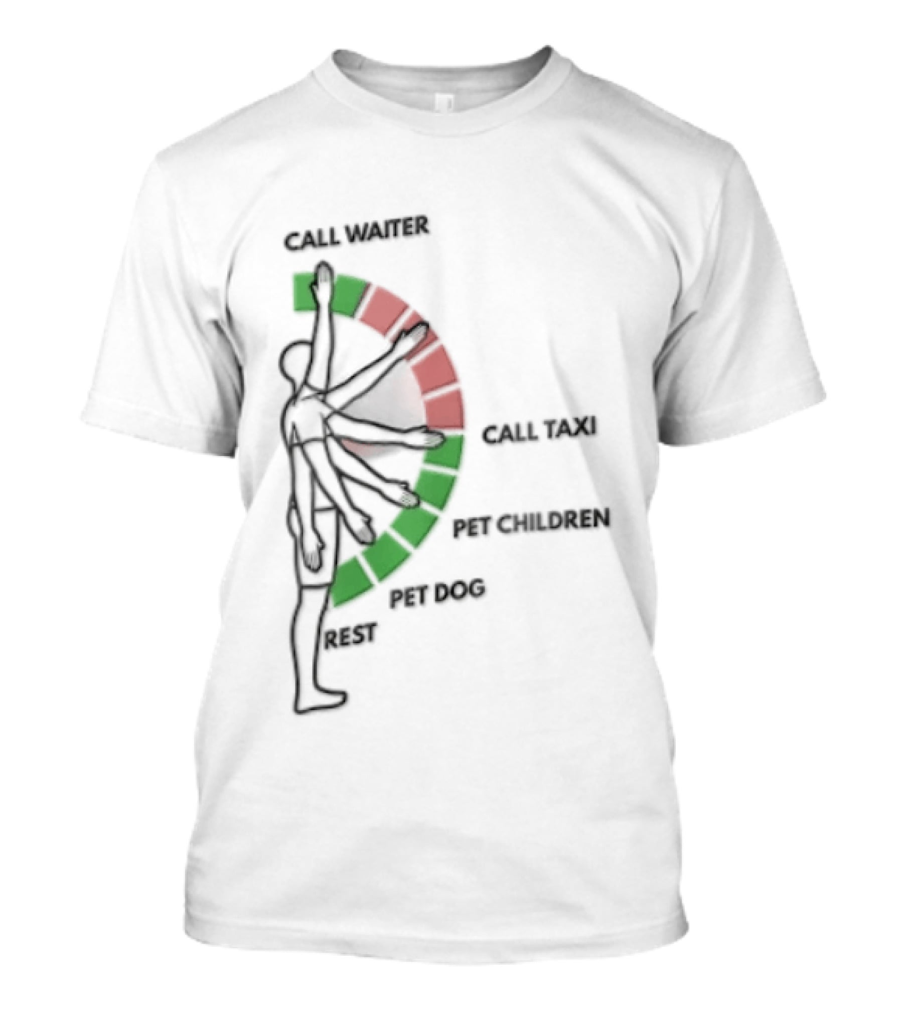 Call Waiter Call Taxi Pet Children Pet Dog Rest Arm Movement Chart T-Shirt