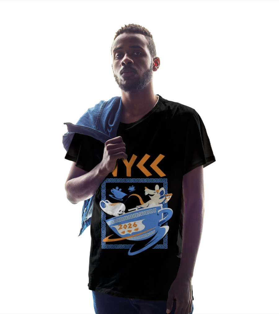 NYCC 2026 Pizza Rat Cup Greek Pattern Tea Event T-Shirt