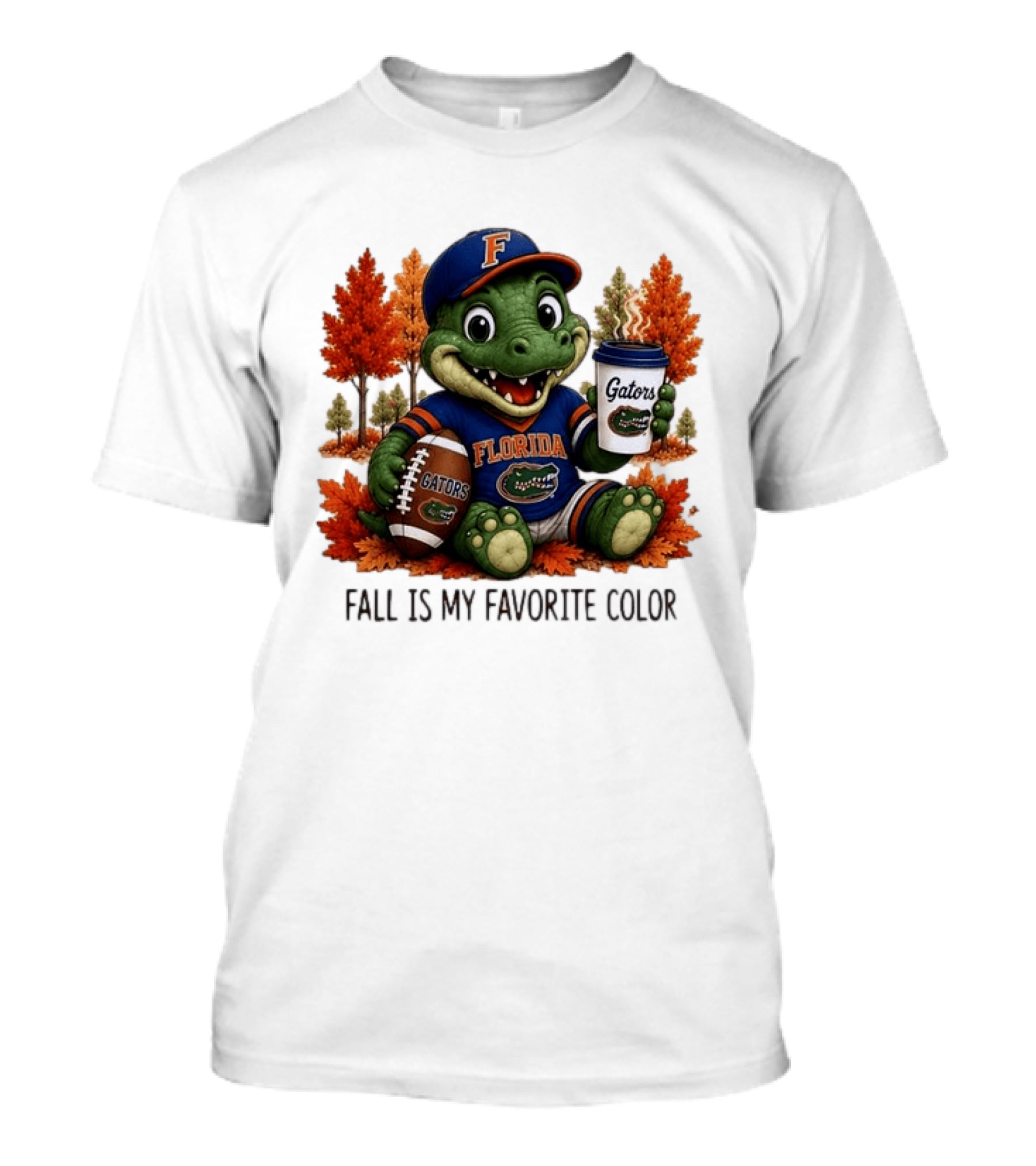 Florida Gators Fall Is My Favorite Color Gators Football Mascot Coffee Football Autumn Leaves T-Shirt