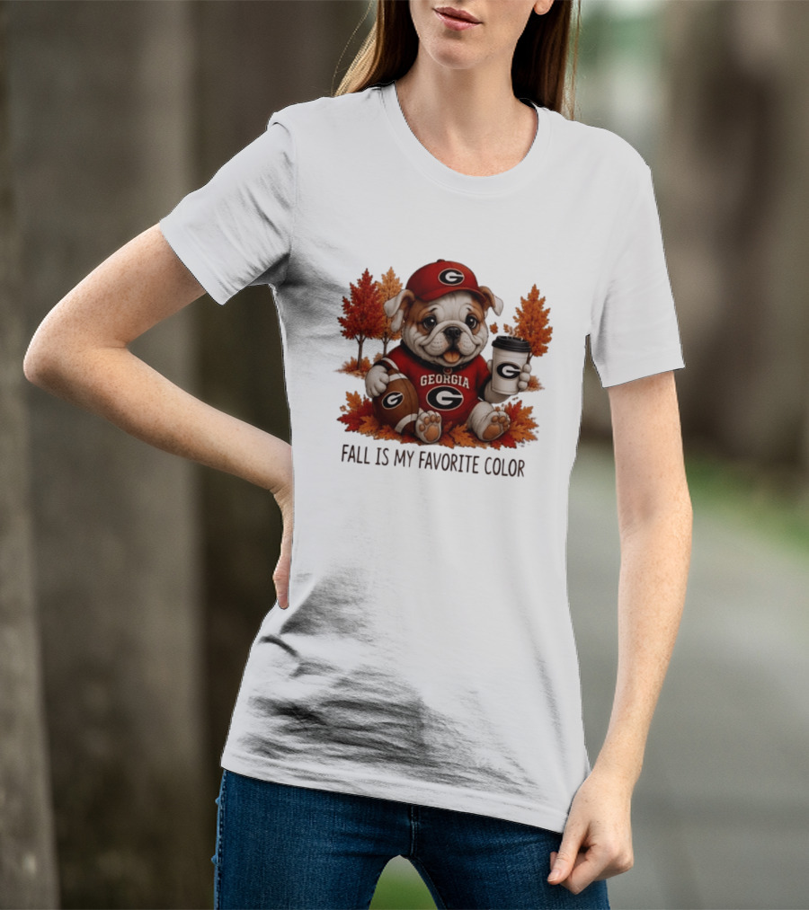 Georgia Bulldogs Fall Is My Favorite Color Football Bulldog Autumn T-Shirt