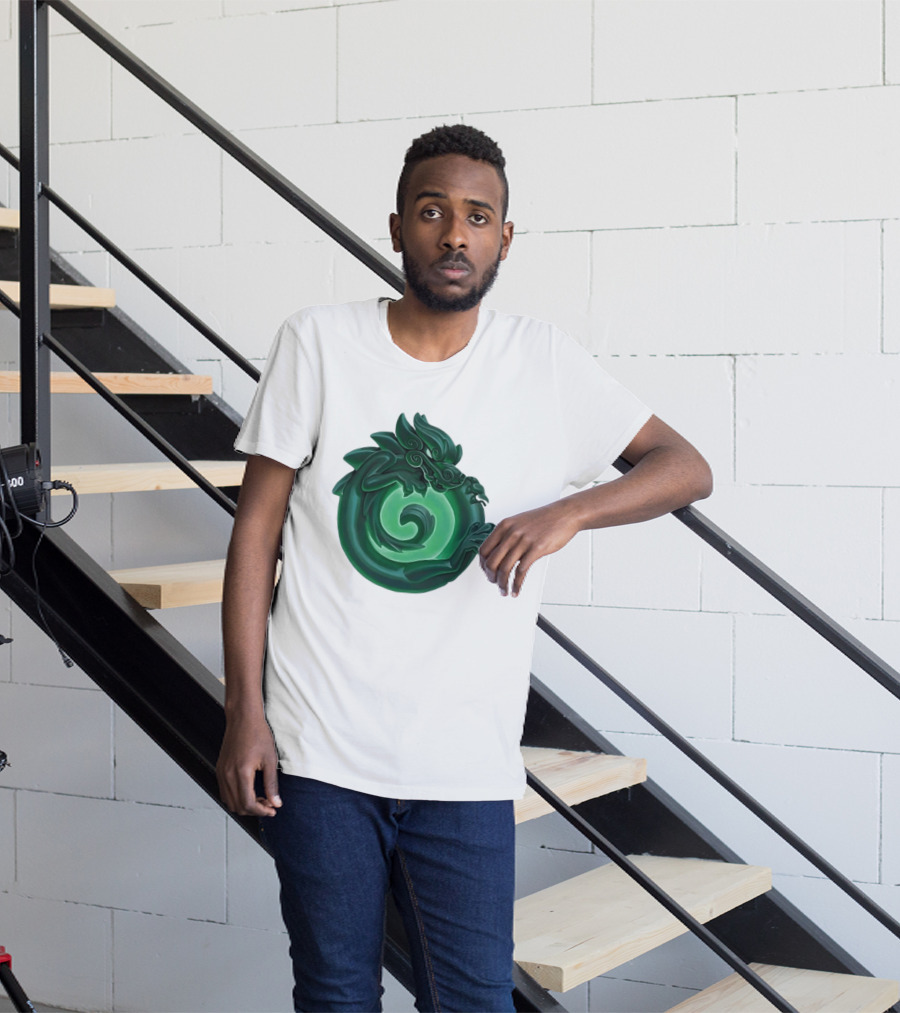 Green Jade Dragon Ouroboros Mythology Symbolic T-Shirt