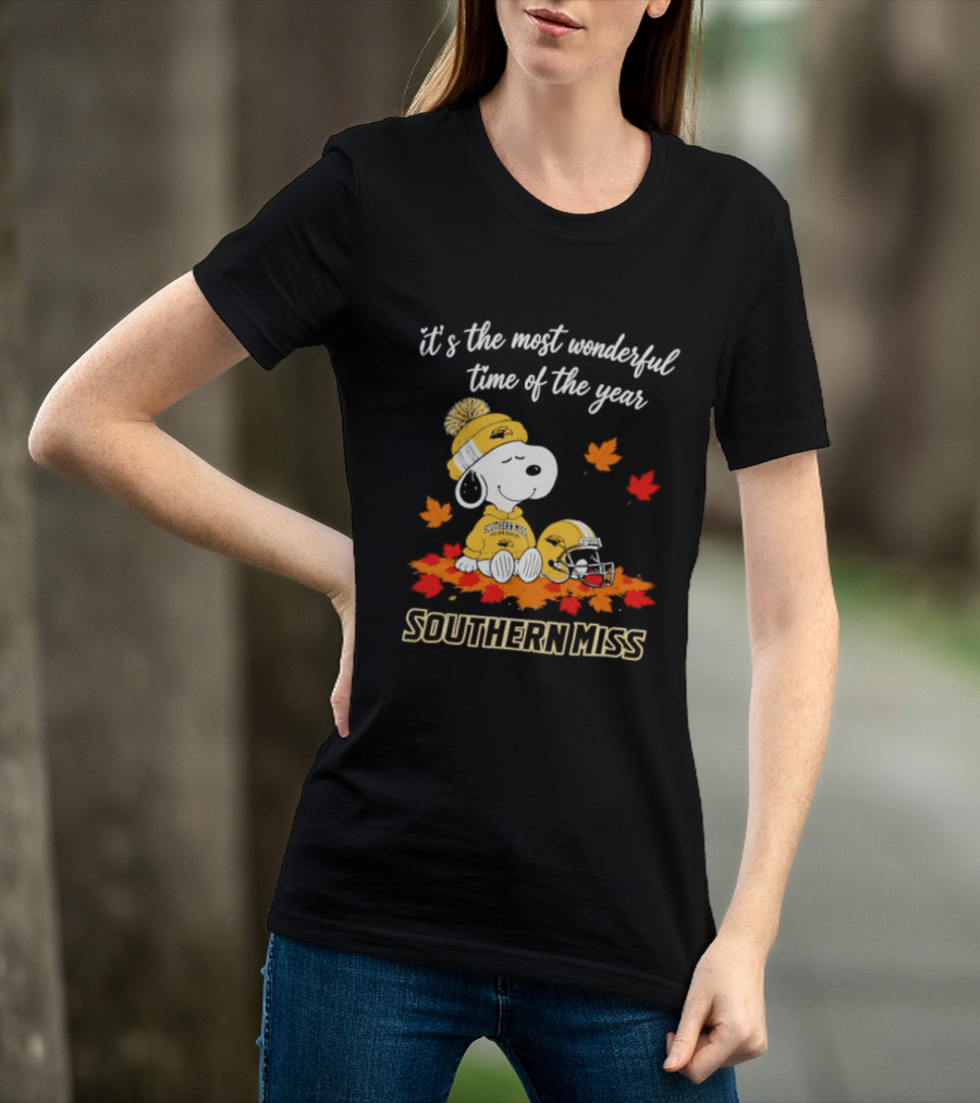 Snoopy It's The Most Wonderful Time Of The Year Southern Miss Golden Eagles Peanuts Fall Football T-Shirt