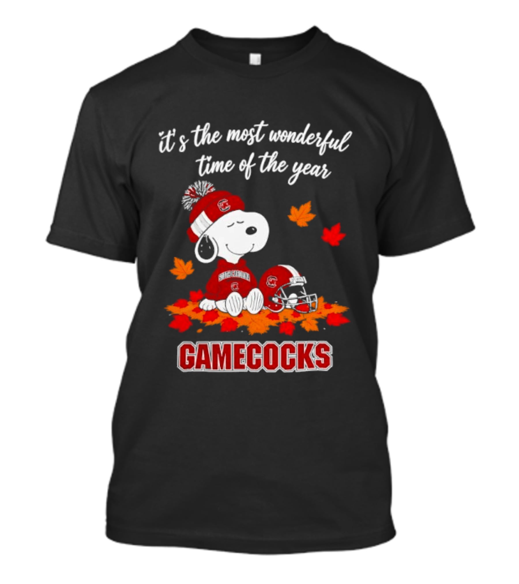 Snoopy South Carolina Gamecocks It's The Most Wonderful Time Of The Year Autumn Leaves T-Shirt