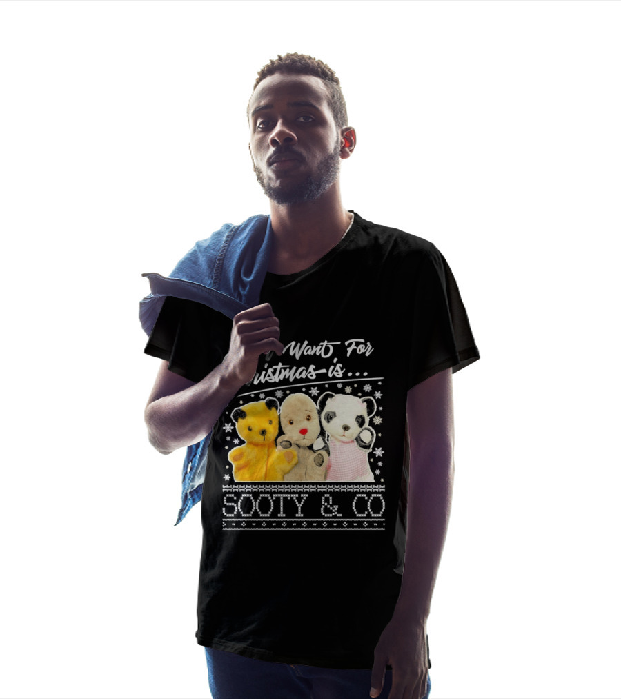 All I Want For Christmas Is Sooty And Co Vintage Stuffed Characters T-Shirt