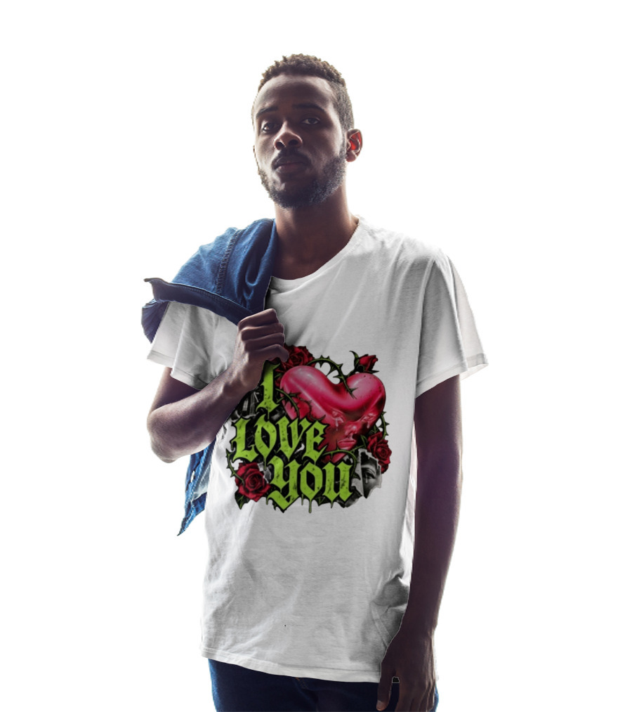 I Love You Gothic Heart Roses T-Shirt