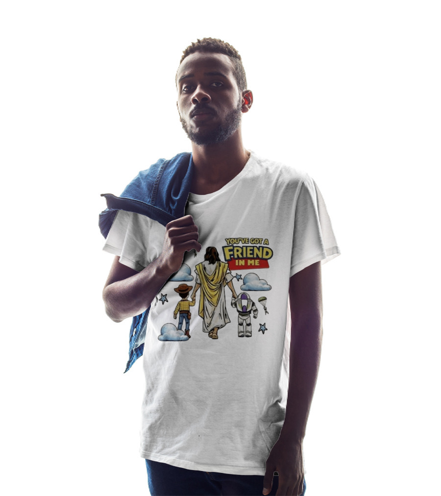 You've Got A Friend In Me Jesus Woody Buzz Lightyear Parachutes Clouds Stars T-Shirt