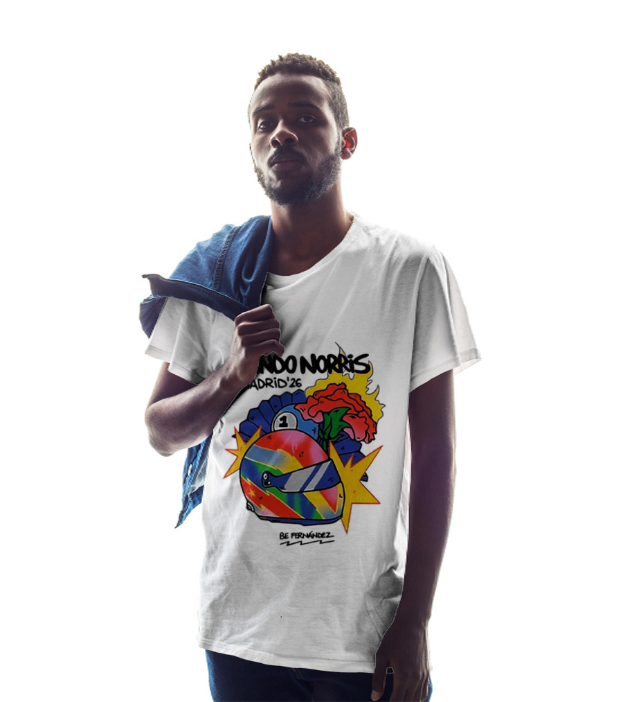 Lando Norris Madrid '26 Helmet Vibrant Art Explosion T-Shirt