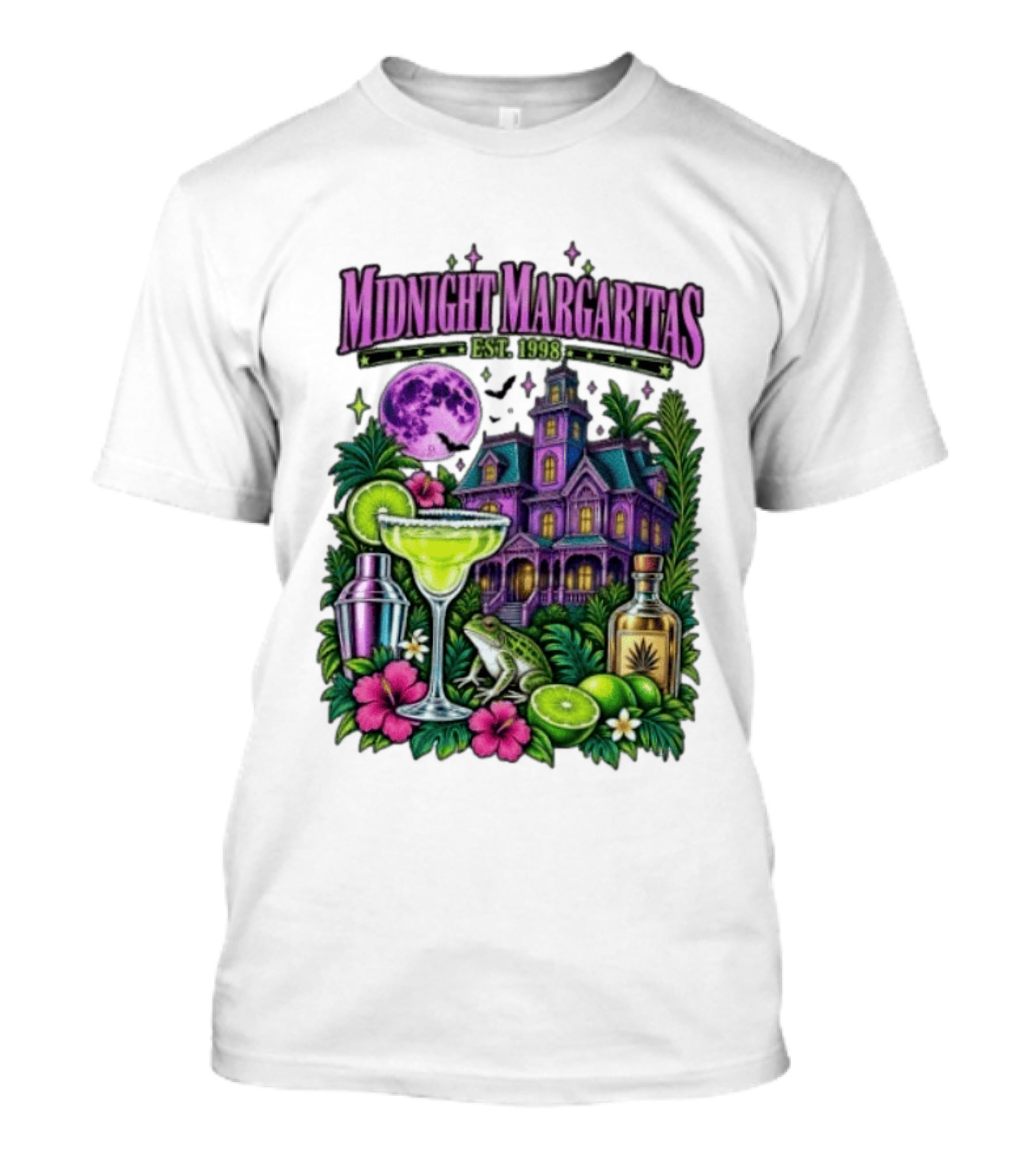 Midnight Margaritas Est. 1998 Haunted Mansion Tropical Vibes Lime And Moon Magic T-Shirt