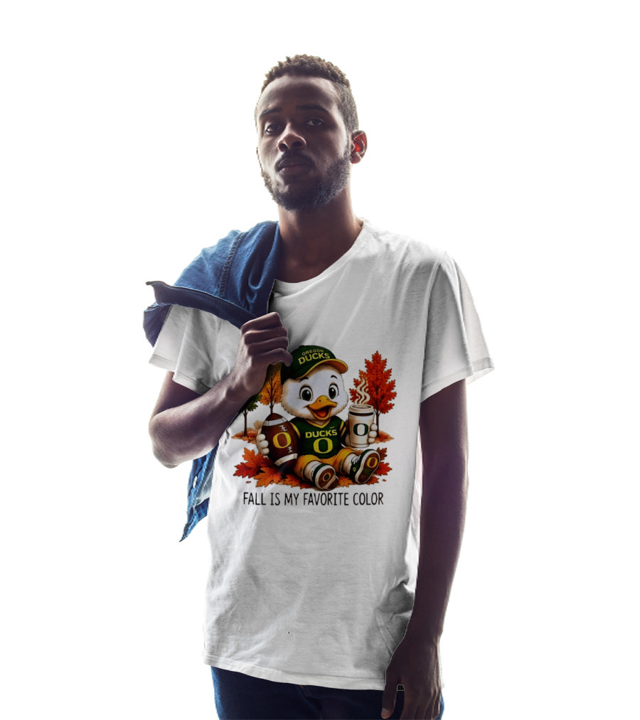 Oregon Ducks Fall Is My Favorite Color Cute Mascot Football Autumn Leaves T-Shirt