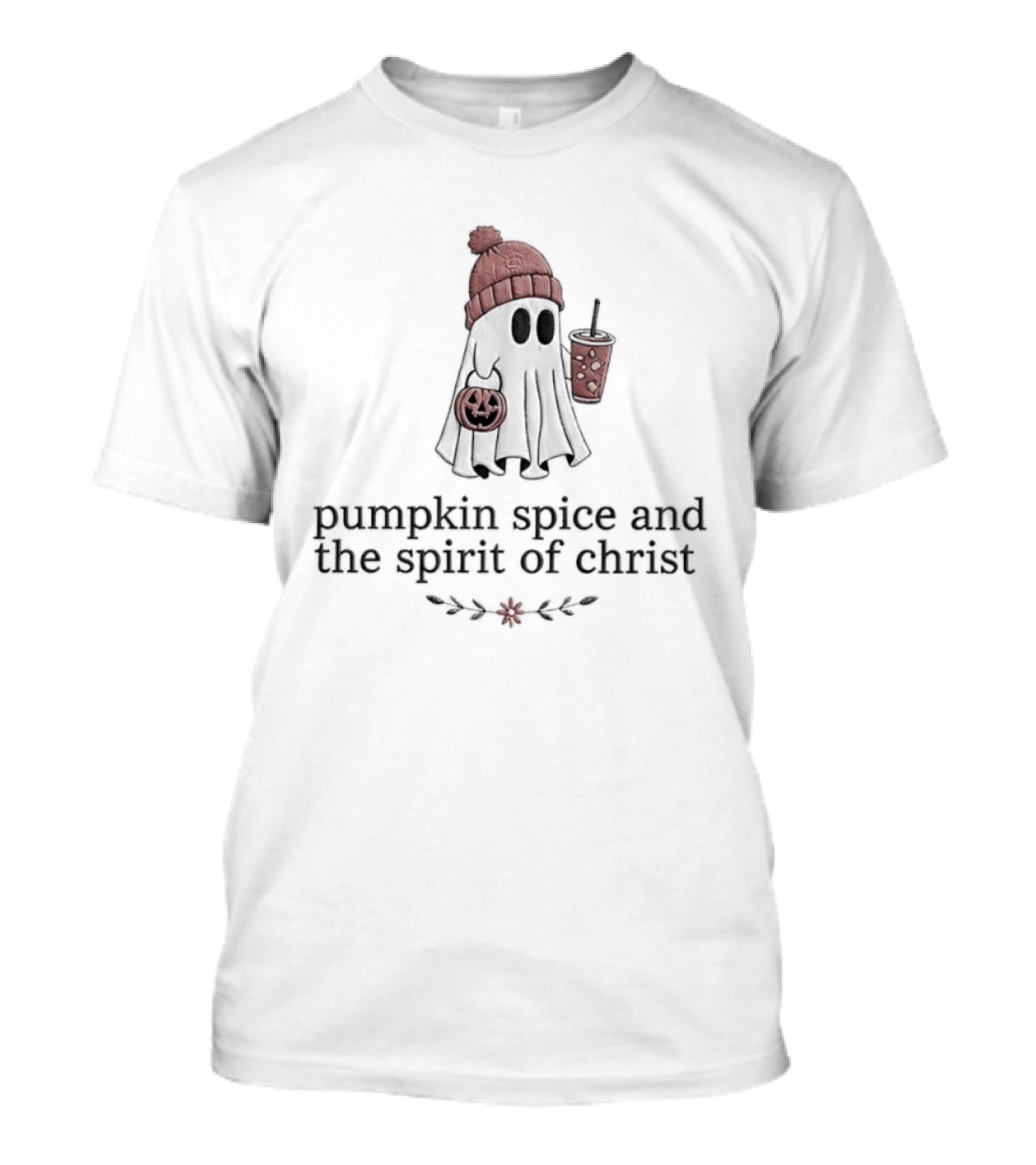 Pumpkin Spice And The Spirit Of Christ Ghost Autumn Vibes T-Shirt