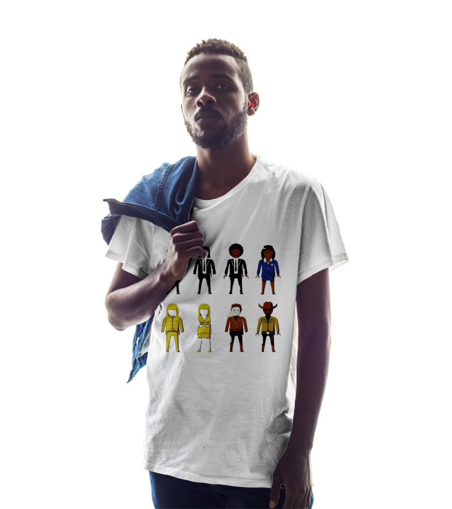 Tarantino Movie Characters Playful Figurine Lineup T-Shirt
