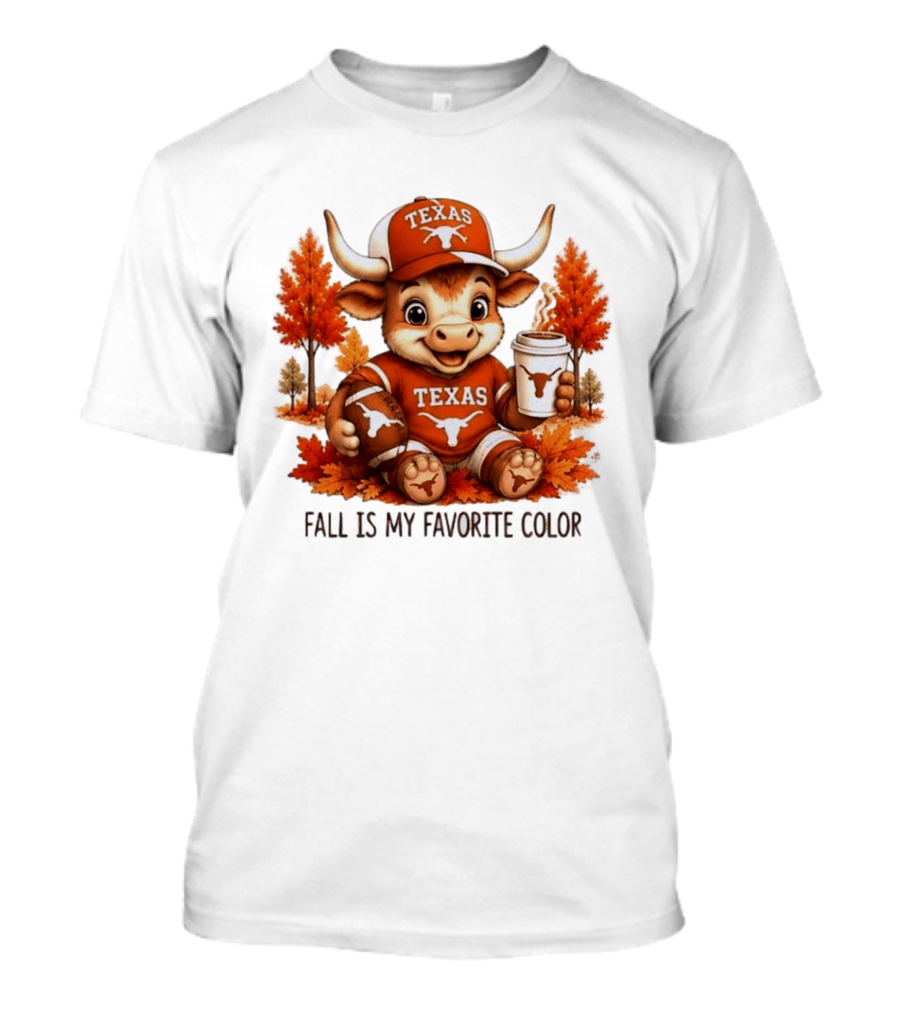 Texas Longhorns Fall Is My Favorite Color With Adorable Longhorn And Autumn Leaves T-Shirt