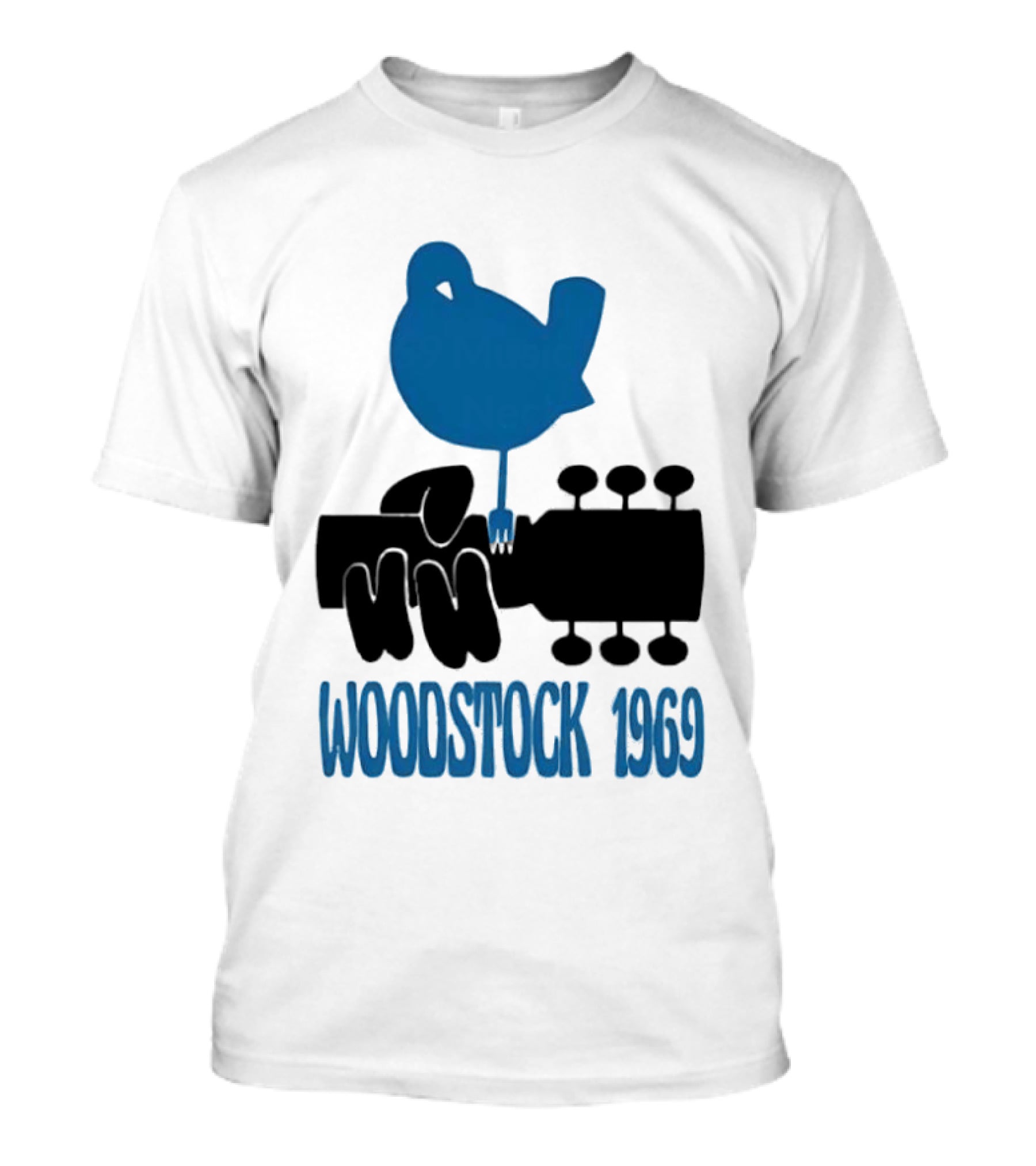 Woodstock 1969 Music Festival Bird On Guitar Neck T-Shirt