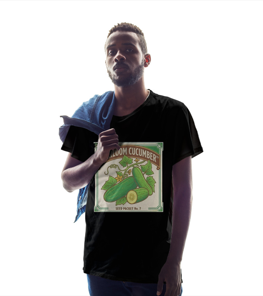 Heirloom Cucumber Seed Packet No 7 Vintage Gardening Iconic Green T-Shirt