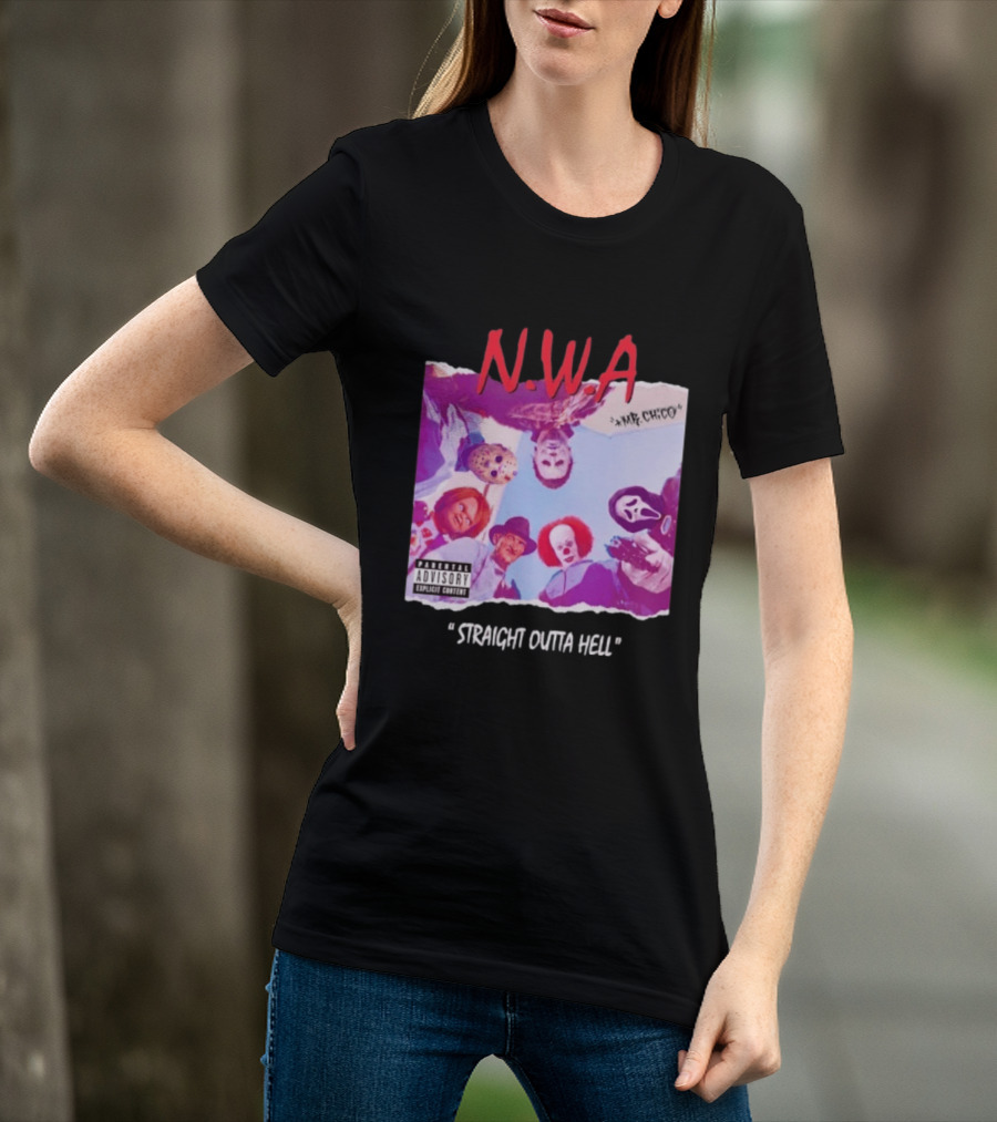 N.W.A Straight Outta Hell Horror Movie Character Mashup T-Shirt