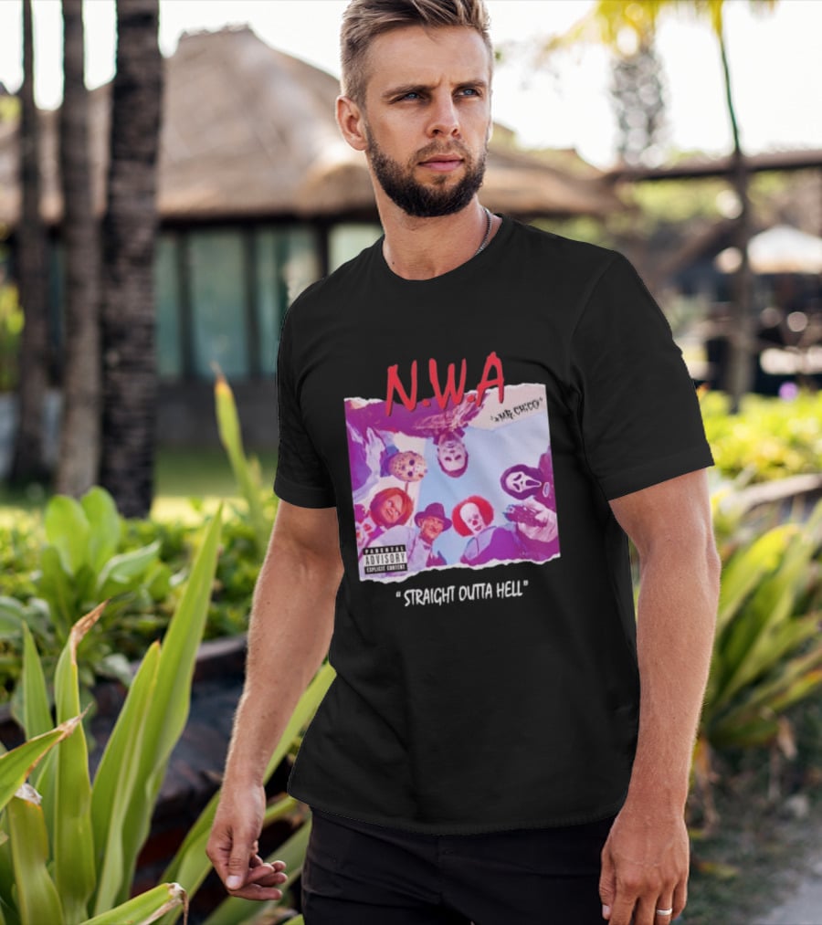 N.W.A Straight Outta Hell Horror Movie Character Mashup T-Shirt
