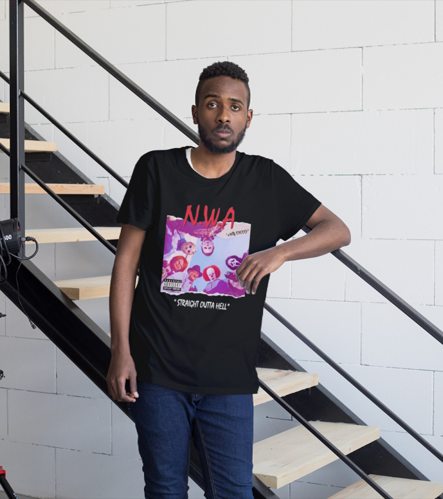 N.W.A Straight Outta Hell Horror Movie Character Mashup T-Shirt