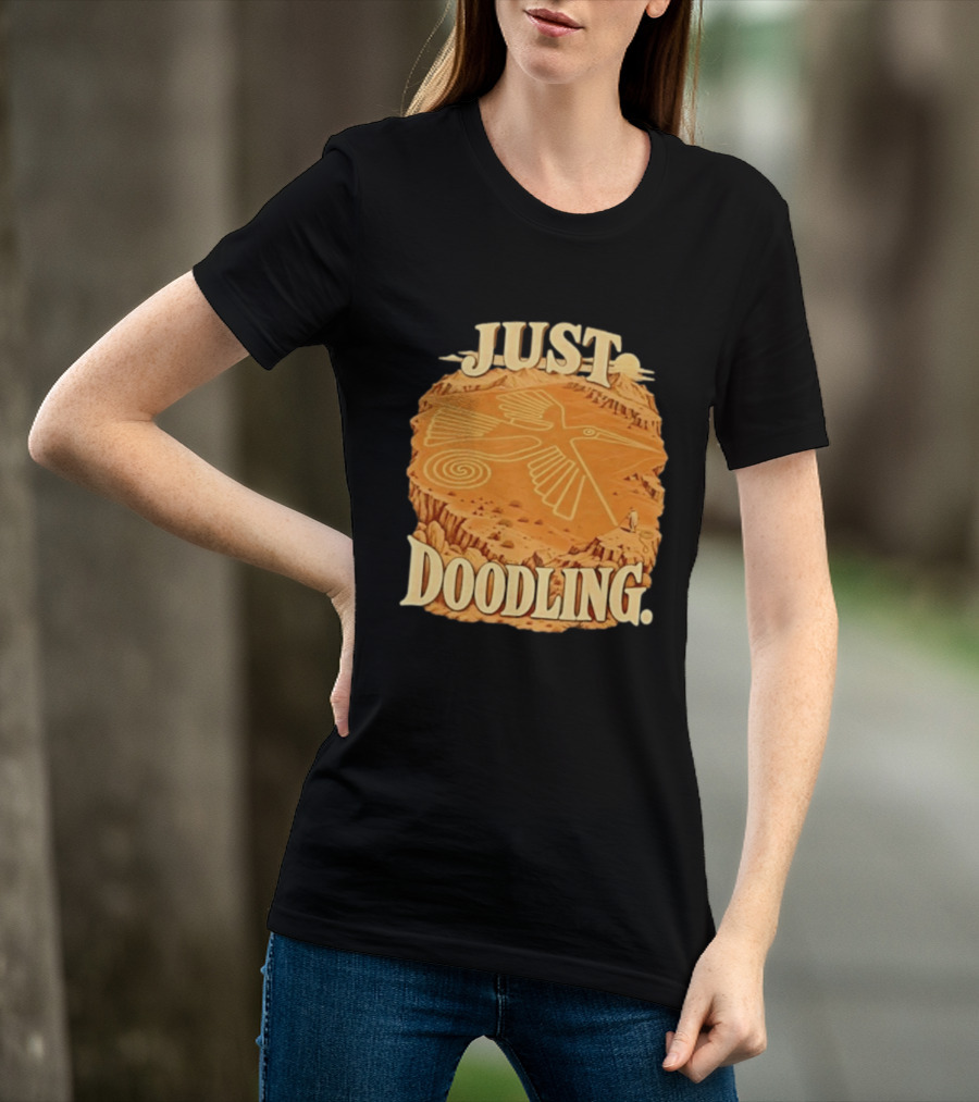 Just Doodling Nazca Lines Hummingbird Desert Landscape T-Shirt