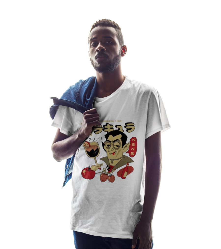 Dracula It's Sangria Time Japanese Vampire Bero Bero Retro Drink T-Shirt