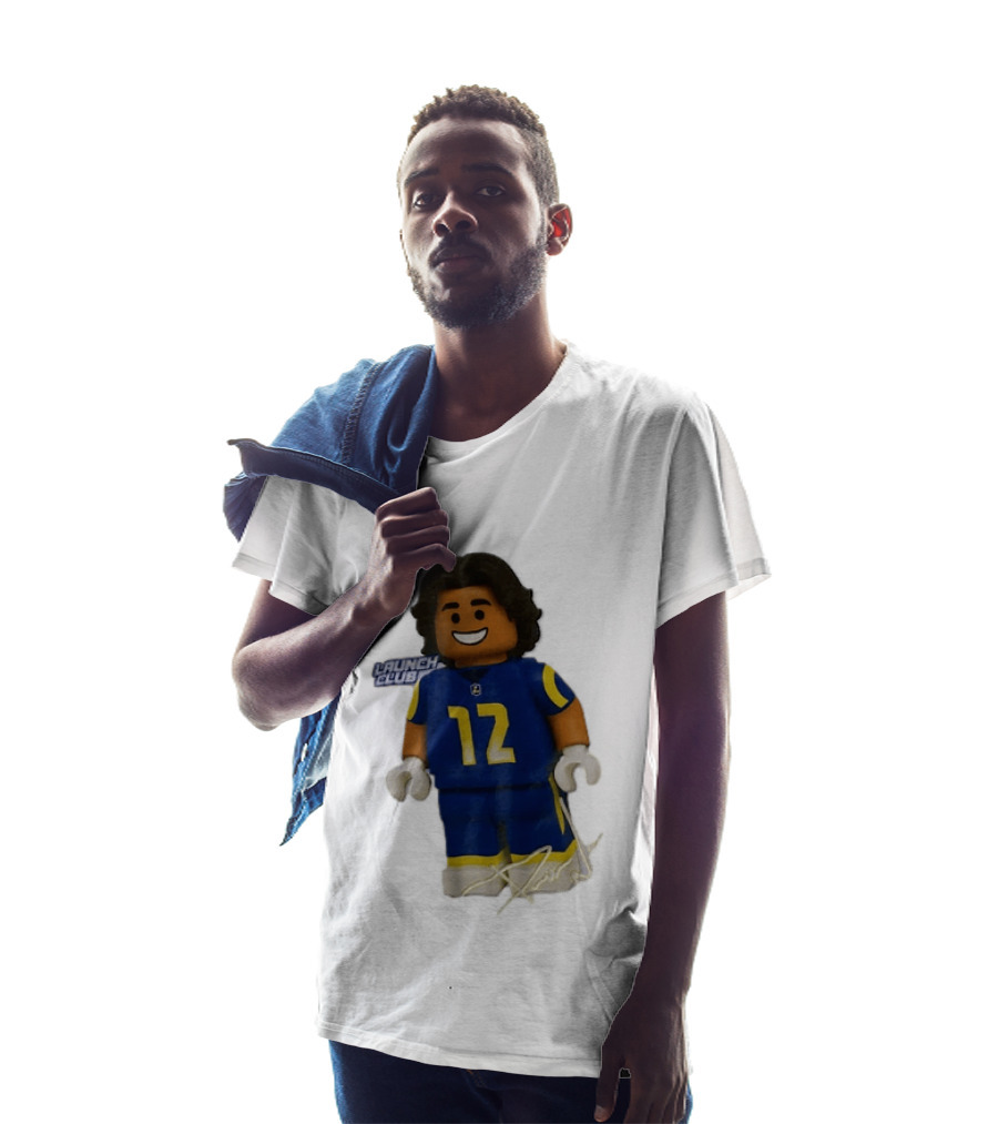 Los Angeles Rams Wide Receiver Puka Nacua Launch Club Number 12 Lego T-Shirt