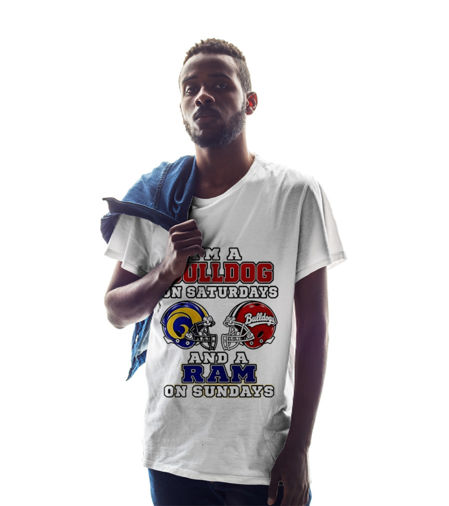 I'm A Bulldog On Saturdays And A Ram On Sundays Football Helmets T-Shirt