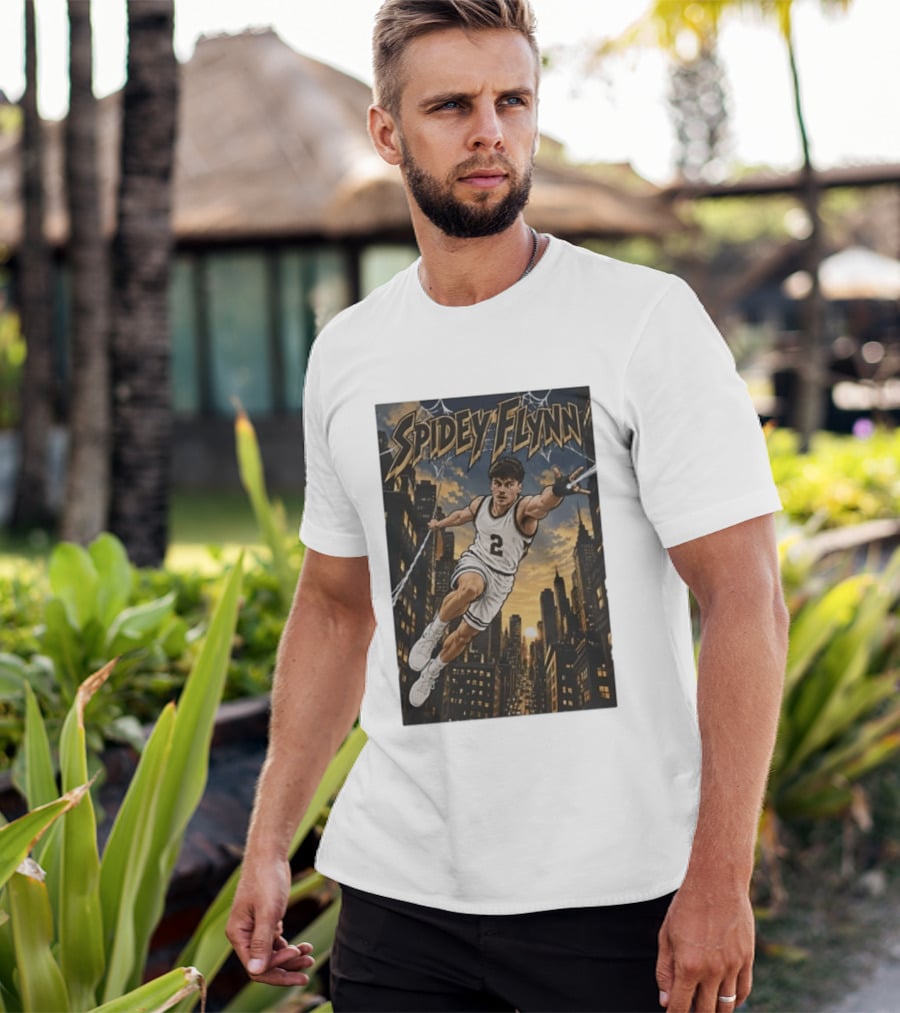 Spidey Flynn Basketball Superhero City Skyline Action T-Shirt