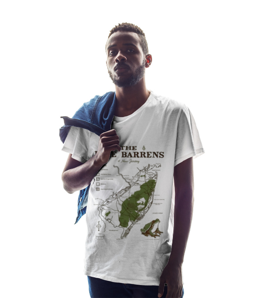 The Pine Barrens Of New Jersey Map Adventure Landmarks Forest Areas T-Shirt