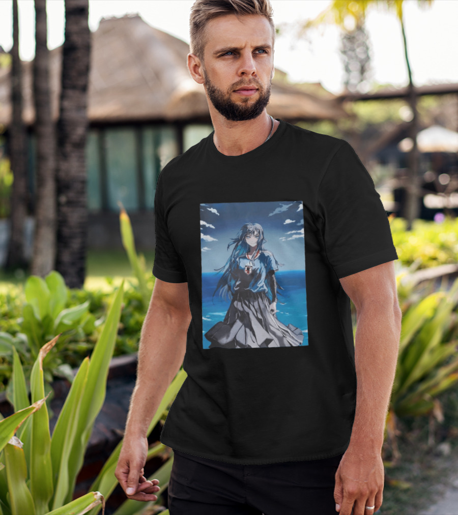 Anime Girl Japan National Football Team JFA Samurai Ocean Scene T-Shirt