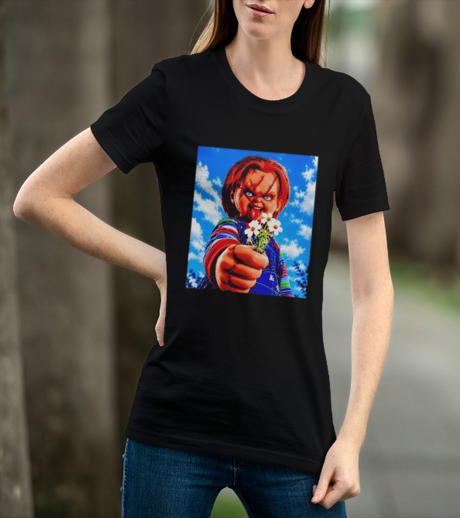 Chucky Child's Play Horror Movie Flowers Gesture T-Shirt