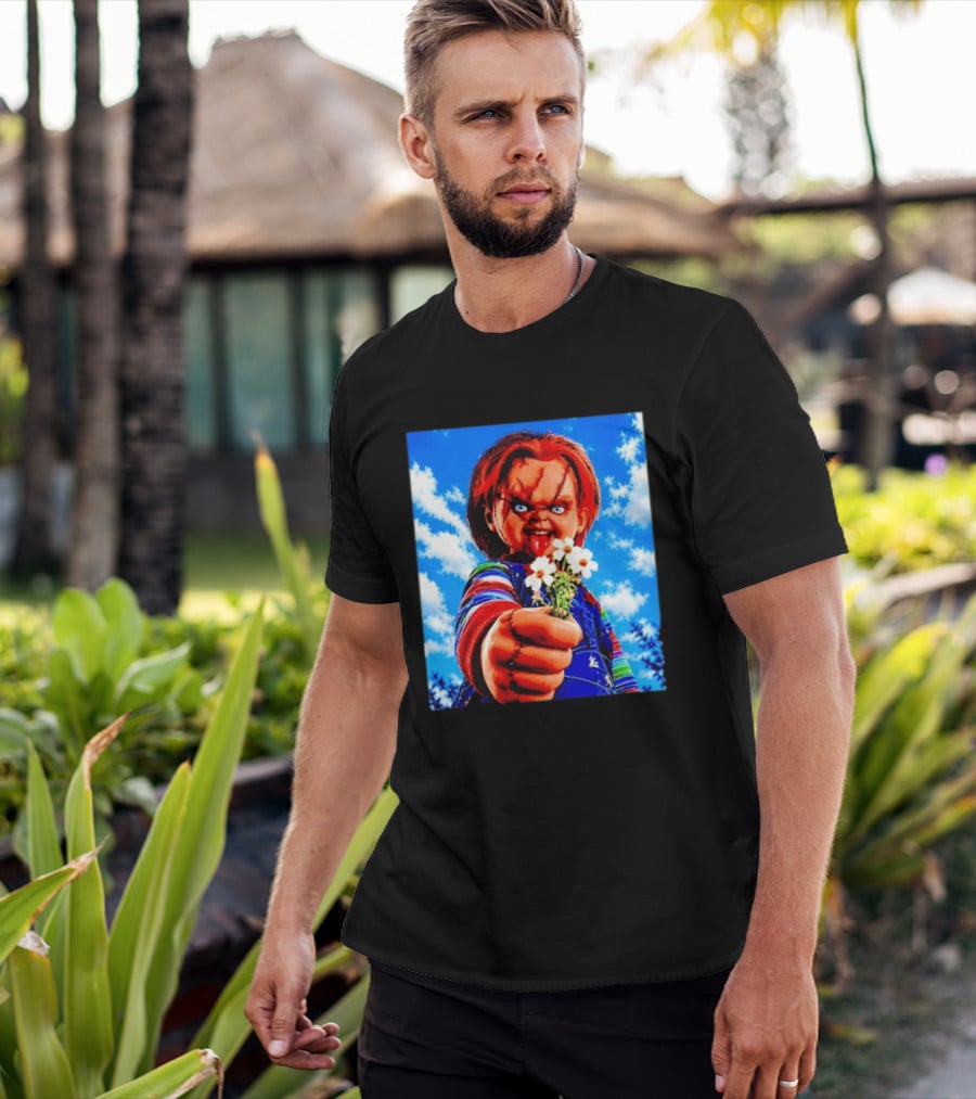 Chucky Child's Play Horror Movie Flowers Gesture T-Shirt