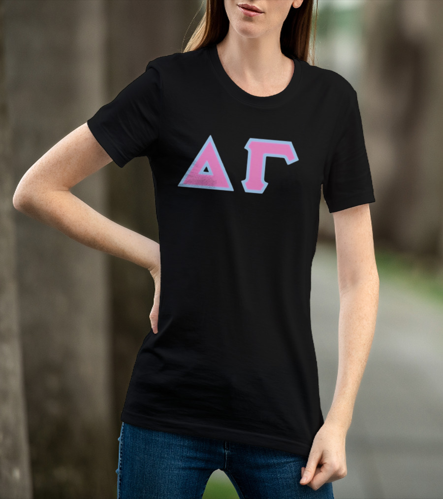 Delta Gamma Sorority Greek Letters Pink And Blue T-Shirt