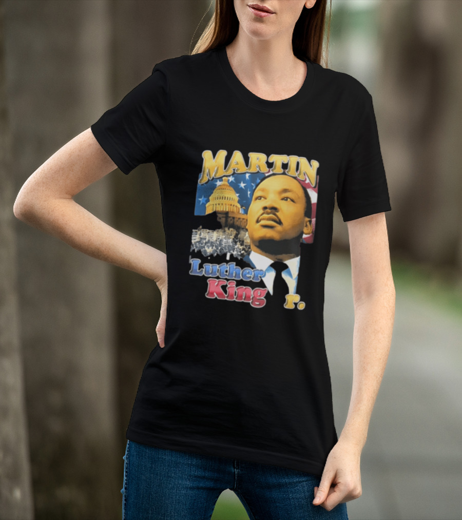 Martin Luther King Jr US Capitol American Flag Civil Rights March T-Shirt