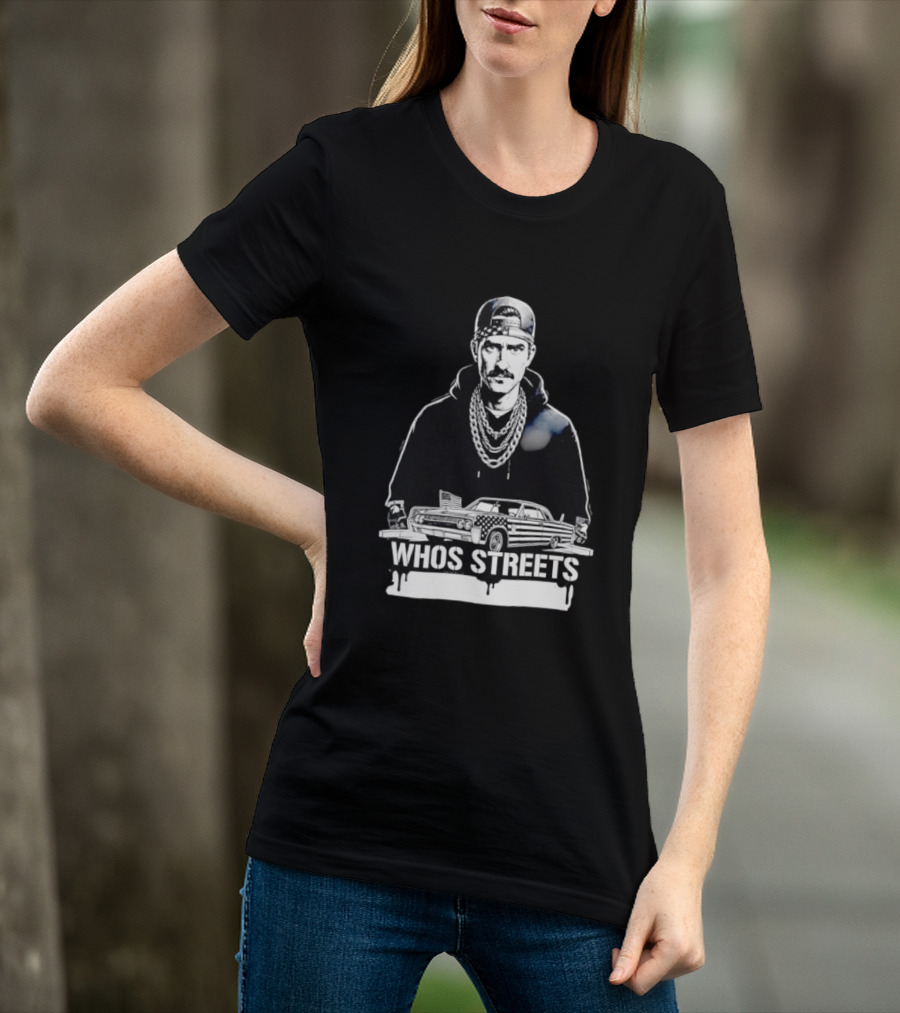 Whos Streets American Flag Car And Man Street Chain Hip Hop Culture T-Shirt