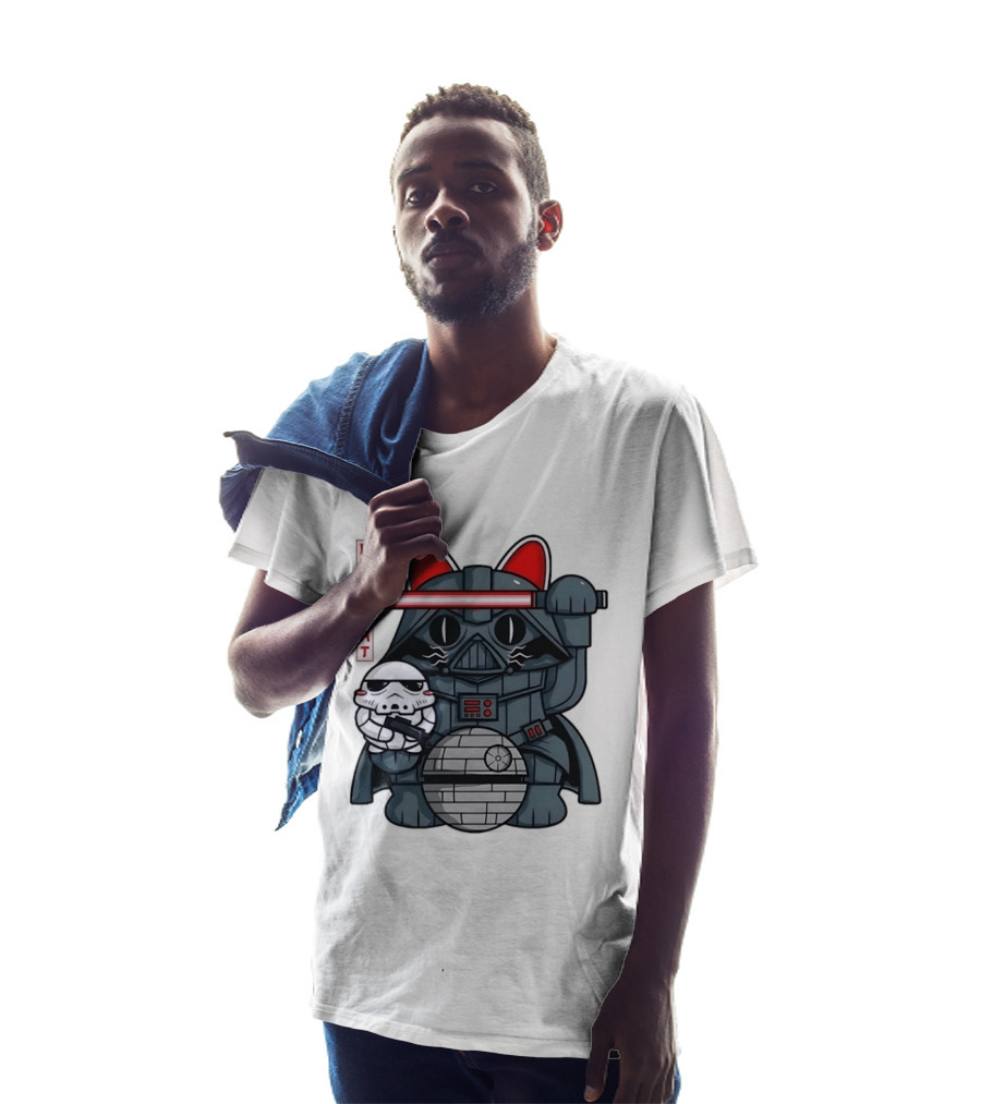 Dark Cat Vader Star Wars Cat Holding Stormtrooper Helmet T-Shirt